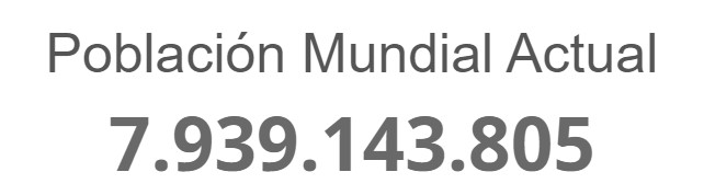 Población Mundial a las 13:58 del 09/04/2022